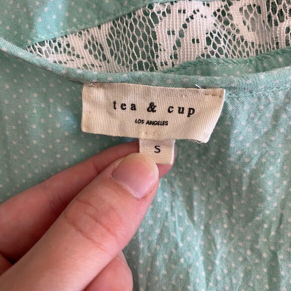 Tea & Cup Mint‎ Green Lace Tank Dress Small S Sleeveless Boho Festival Beachy - Picture 2 of 7